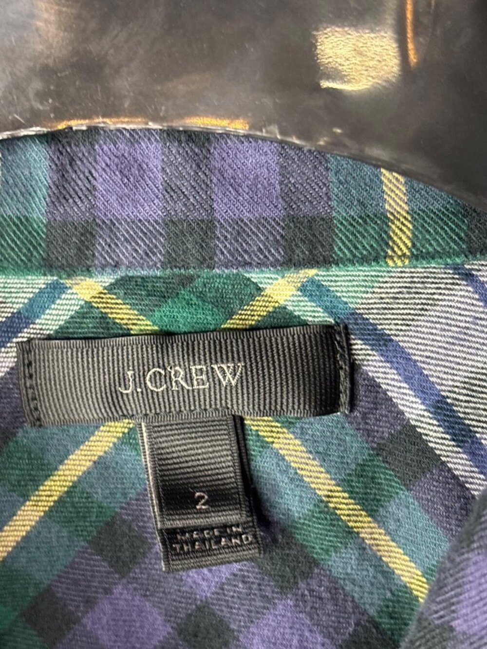 Womens J.Crew Ridge Plaid Flannel Boyfriend Shirt Top Size 2 Button Front Cotton - Picture 3 of 4